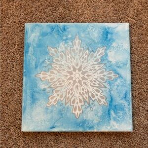 Handmade Watercolor Snowflake Canvas Art